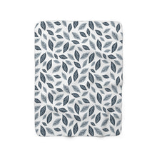 Load image into Gallery viewer, Blue Leaves | Sherpa Fleece Blanket
