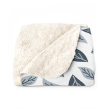 Load image into Gallery viewer, Blue Leaves | Sherpa Fleece Blanket