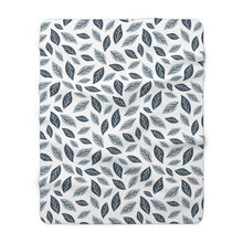 Load image into Gallery viewer, Blue Leaves | Sherpa Fleece Blanket
