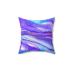 Purple and Gold Marble | Square Pillow