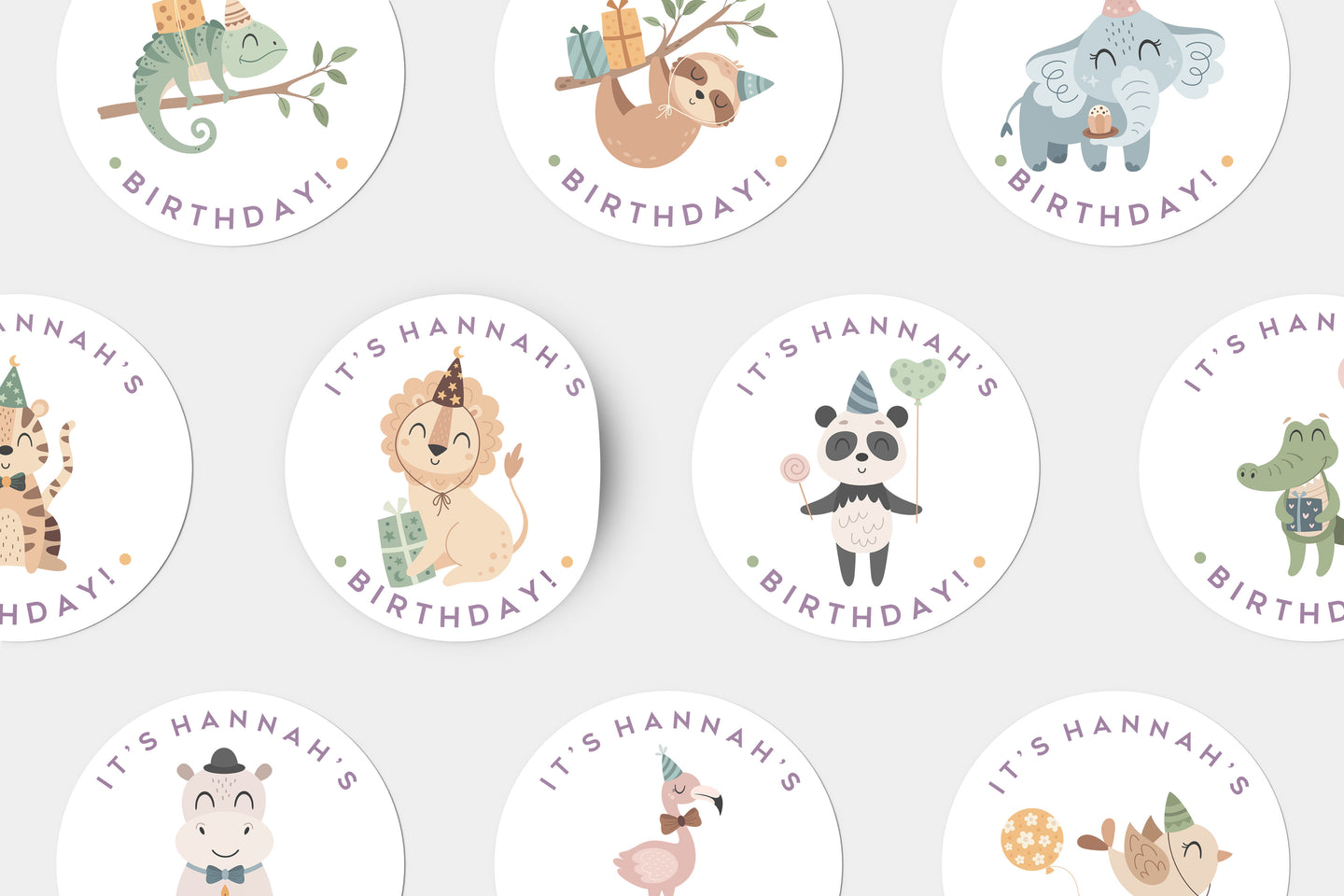 Cute Animal Birthday Stickers