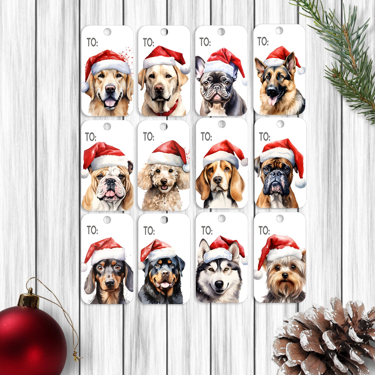 Santa Dog Gift Tags