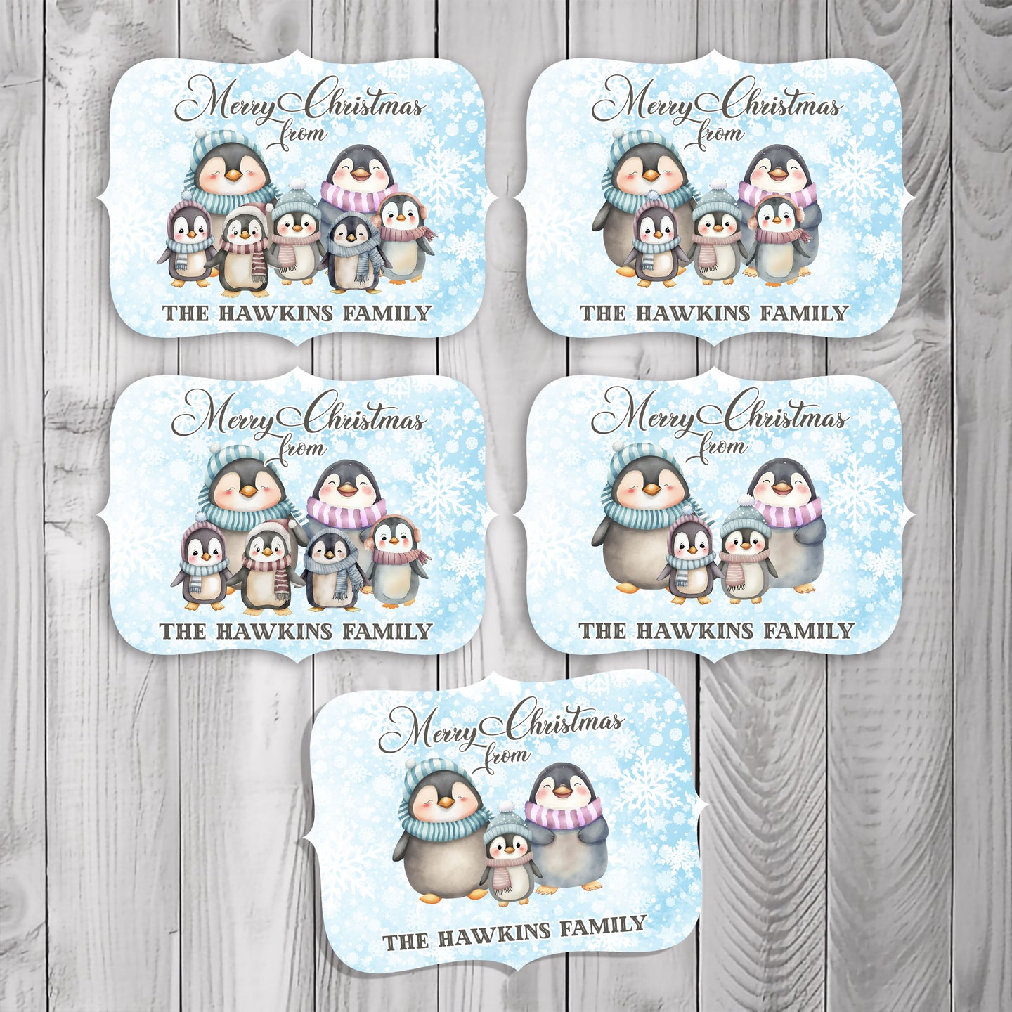 Penguin Family Christmas Stickers